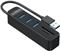 USB hub 3-port USB 3.0, card reader, 0.15 m, black, ORICO TWU3-3AST
