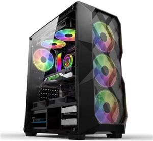 NaviaTec Raptor Gaming case with 4x RGB Fans, Tempered Glass Side, Mesh front panel
