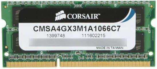 Memorija CORSAIR Mac Memory - DDR3 - 4 GB - SO-DIMM 204-pin, CMSA4GX3M1A1066C7