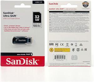 SANDISK USB 3.0 FLASH DRIVE ULTRA SHIFT 100MB/s 32GB