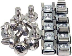 StarTech.com M6 Screws and Cage Nuts - 50 Pack - M6 Mounting Screws and Cage Nuts for Server Rack and Cabinet - Silver (CABSCREWM62B) rack screws and nuts