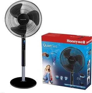 Honeywell HSF600BE4 QuietSet black pedestal fan, low-noise, timer function 