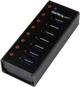 StarTech.com 7 Port USB 3.0 Hub (5 Gbps) - Metal Enclosure - Desktop or Wall Mountable - Rugged & industrial Powered USB Expander and Splitter Hub (ST7300U3M) - hub - 7 ports