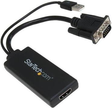 StarTech.com VGA to HDMI Adapter with USB Audio & Power - Portable VGA to HDMI Converter - 1080p - video interface converter - HDMI / VGA / audio / USB - 26 cm