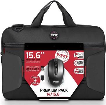 Torba za notebook PORT Premium pack Portland Toploading Case, 15.6", crna + bežični miš