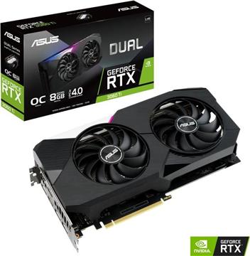 ASUS GeForce RTX 3060 Ti DUAL OC V2 graphics card, 8GB GDDR6, PCI-E 4.0