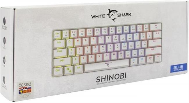 WHITE SHARK gaming mehanička tipkovnica GK-2022 SHINOBI bijela / plavi sw