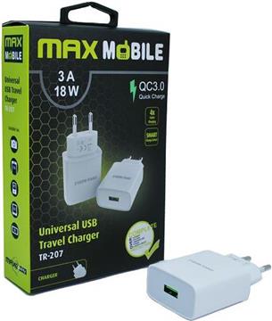 Kućni punjač MAXMOBILE TR-207, 18W, Quick Charge 3.0, USB, bijeli
