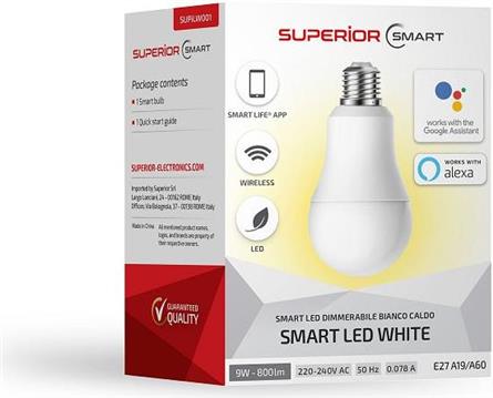 SUPERIOR Wifi Pametna Žarulja/warm white dimmable "SUPiLW001"