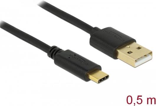Kabel DELOCK, USB 2.0, USB-A (M) na USB-C (M), 0.5 m