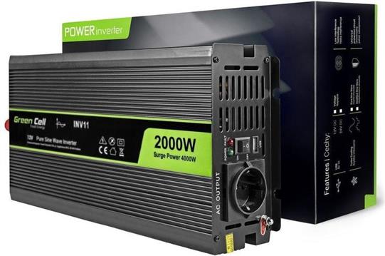 Green Cell KFZ Power Inverter 12V > 230V 2000/4000W Black