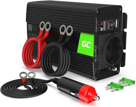 Green Cell KFZ Power Inverter 12V > 230V 500W Black