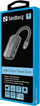 HUB Sandberg HDMI/USB2.0/USB3.0/CardReader/Ethernet passiv Grey