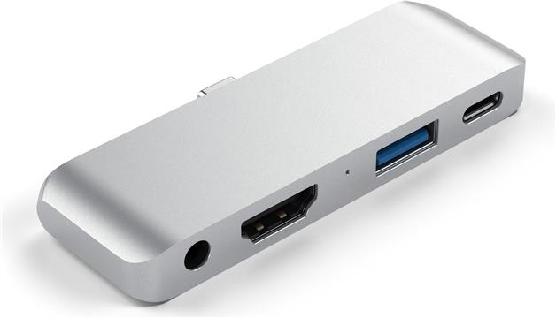 Satechi Aluminium TYPE-C Mobile Pro Hub (HDMI 4k,1x Jack 3mm,1x USB-A,1x USB-C) - Silver