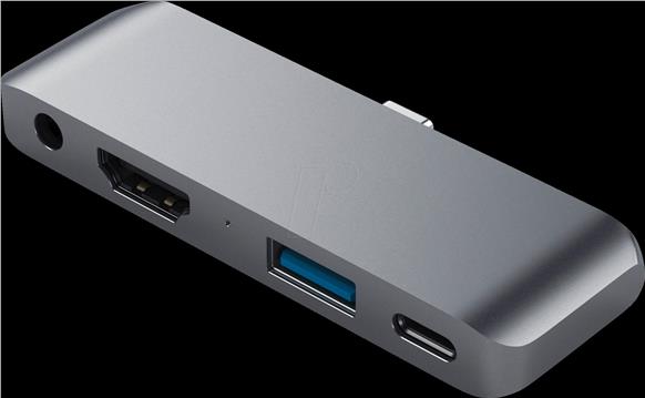 Satechi Aluminium TYPE-C Mobile Pro Hub (HDMI 4k,1x Jack 3mm,1x USB-A,1x USB-C) - Space Grey