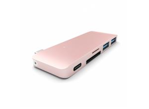 Satechi Aluminium TYPE-C Passthrough USB Hub (3x USB 3.0,MicroSD) - Rose Gold