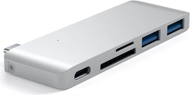 Satechi Aluminium TYPE-C Passthrough USB Hub (3x USB 3.0,MicroSD) - Space Grey