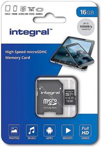 Integral 16GB High Speed microSDHC / XC V10 UHS-I U1
