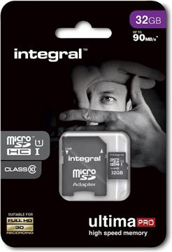 INTEGRAL 32GB MICRO SDHC class10 90MB / s MEMORY CARD + SD ADAPTER