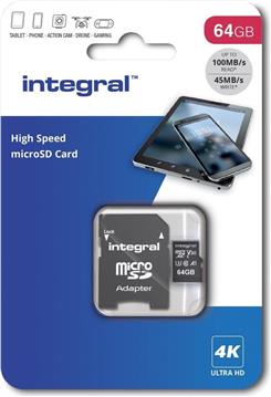 Integral 64GB Professional High Speed 180MB/s microSDXC V30 UHS-I U3