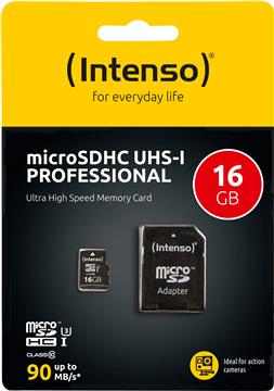 Intenso 16GB microSDXC UHS-I Class 10 Pro 90MB / s memory card