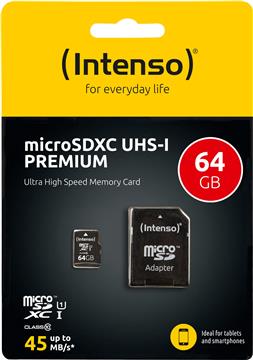 Intenso 64GB microSDXC UHS-I Class 10 Premium memory card