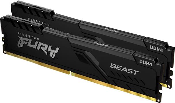 Kingston FURY Beast - DDR4 - kit - 32 GB: 2 x 16 GB - DIMM 288-pin - 3600 MHz / PC4-28800, KF436C18BBK2/32