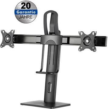 Transmedia Height adjustable desk stand for 2x flat screens with spring system