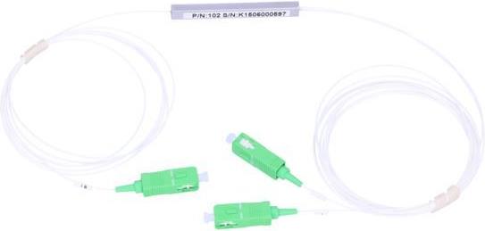 NFO Fiber Optic PLC Splitter, 1:2, Steel Box, SM, G657A, 1,5m, SC APC