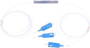 NFO Fiber Optic PLC Splitter, 1:2, Steel Box, SM, G657A, 1,5m, SC UPC