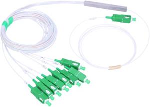 NFO Fiber Optic PLC Splitter, 1:8, Steel Box, SM, G657A, 1,5m, SC APC