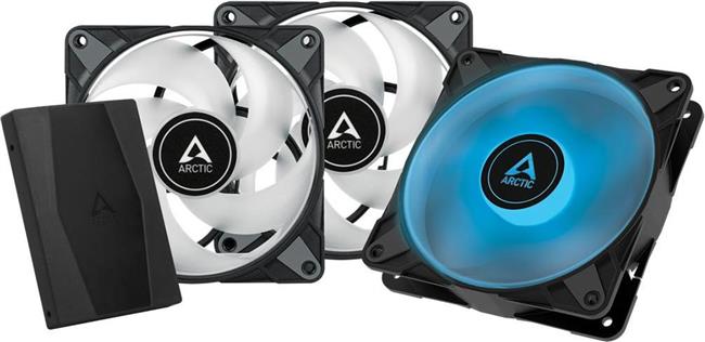 Case Acc Arctic P12 Fan 12cm PWM PST RGB Black 3pc