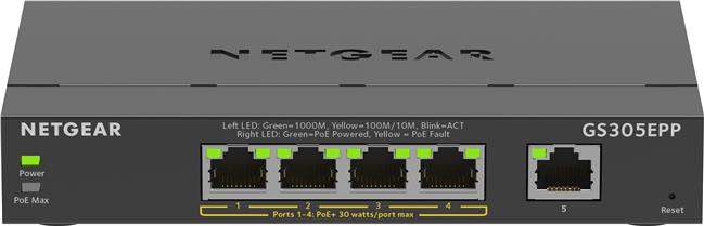 Netgear GS305EPP Smart Managed Plus Switch 5x GB-LAN, PoE+