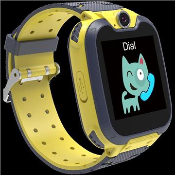 Kids smartwatch, 1.54 inch colorful screen, Camera 0.3MP, Mirco SIM card, 32+32MB, GSM(850/900/1800/1900MHz), 7 games inside, 380mAh battery, compatibility with iOS and android, Yellow, host: 54*42.6*