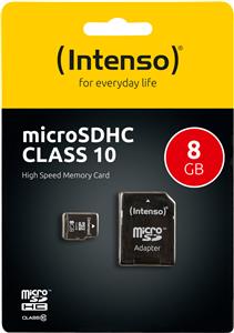 8GB Intenso MicroSDHC 20MB/s +Adapter