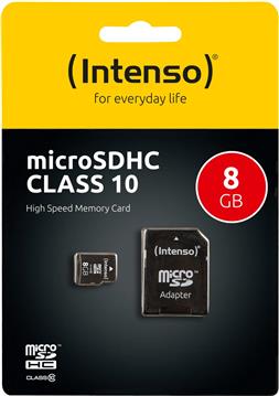 8GB Intenso MicroSDHC 20MB/s +Adapter