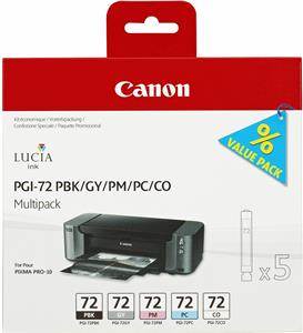 Canon PGI-72 PBK/GY/PM/PC/CO Multipack - 5-pack - gray, photo black, photo cyan, photo magenta, chroma optimizer - original - ink tank