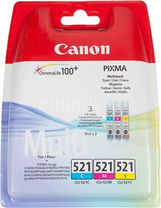 Canon CLI-521 Multipack - 3-pack - yellow, cyan, magenta - original - ink tank