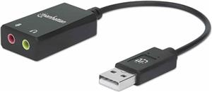 Zvučna kartica, USB, MANHATTAN 2.1, 3.5mm , HS100B-C media, crna