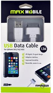 MAXMOBILE DATA KABEL I- PHONE 3G/4G FLAT 1.2m bijeli