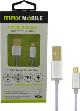 MAXMOBILE DATA KABEL MICRO USB DOUBLE SIDED srebrni 2m