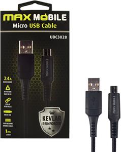 MAXMOBILE DATA KABEL MICRO USB UDC3028 KEVLAR BLACK 2.4A QC 1m