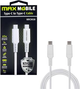 MAXMOBILE DATA KABEL TYPE C-TYPE C UDC3028 KEVLAR WHITE QC 3A 1m