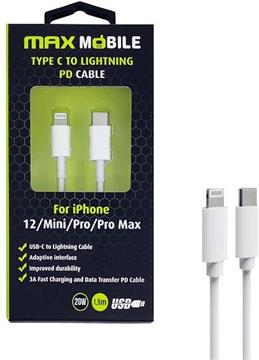 MAXMOBILE DATA KABEL I-PHONE LIGHTNING-TYPE C PD 3A,20W 1.5m bijeli