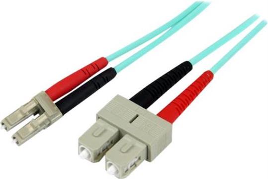 StarTech.com 2m Fiber Optic Cable - 10 Gb Aqua - Multimode Duplex 50/125 - LSZH - LC/SC - OM3 - LC to SC Fiber Patch Cable (A50FBLCSC2) - patch cable - 2 m - aqua
