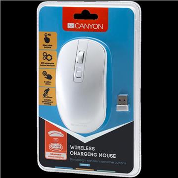 CANYON MW-18 2.4GHz Wireless Rechargeable Mouse with Pixart sensor, 4keys, Silent switch for right/left keys,DPI: 800/1200/1600, Max. usage 50 hours for one time full charged, 300mAh Li-poly battery, 