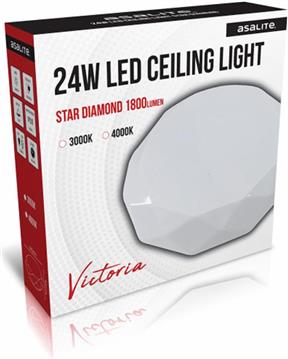 Ceiling LED light, diamond, 24W STAR, 3000K, 1800lm