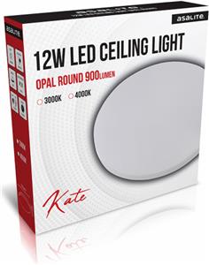 Ceiling LED light, round, 12W OPAL, 3000K, 900lm