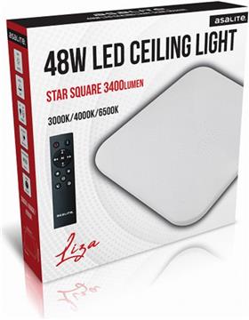 Ceiling LED light, square, 48W OPAL + remote control