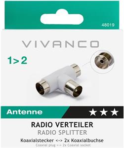 Adapter VIVANCO 48019, antenski coax M na 2x coax Ž
